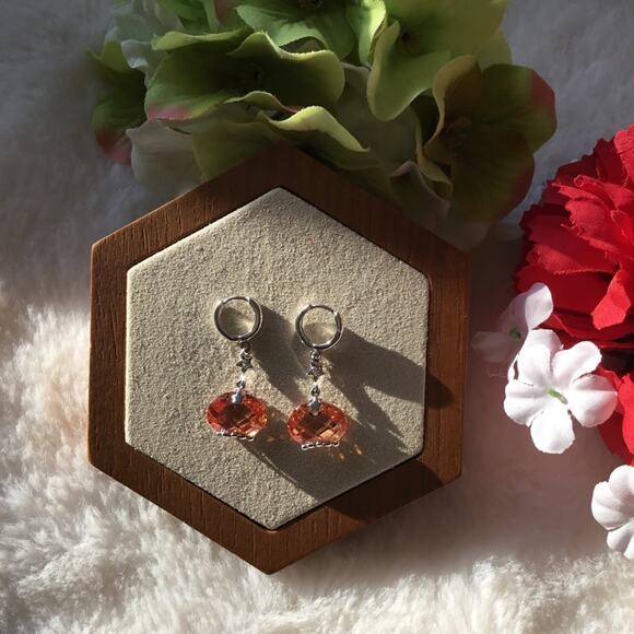 Sunshine Detailed Oval Crystal Hoodie Earrings - Picture 6 of 7